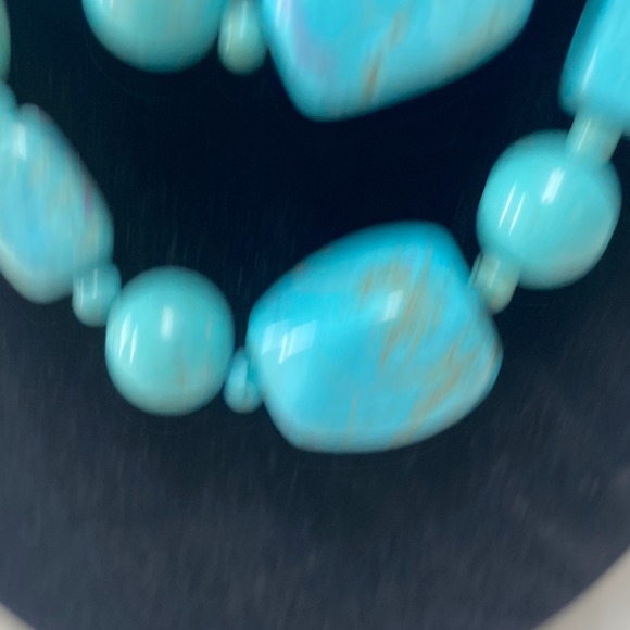 Turquoise‎ Southwestern Necklace Two Strand Chunky Bead Boho Statement Rodeo 90g - Picture 2 of 16